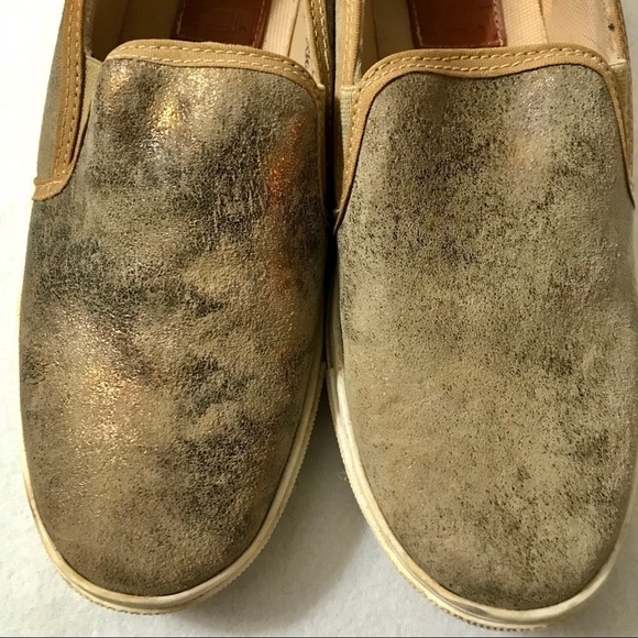 CoFi Gold Bronze Metallic Genuine Leather Slip On Sneaker Size 6.5 - Picture 2 of 8